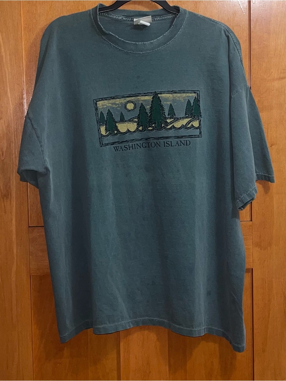 Vintage 90s Made In USA Oarsman 913 Faded Teal Washington Island Tee XL Men’s